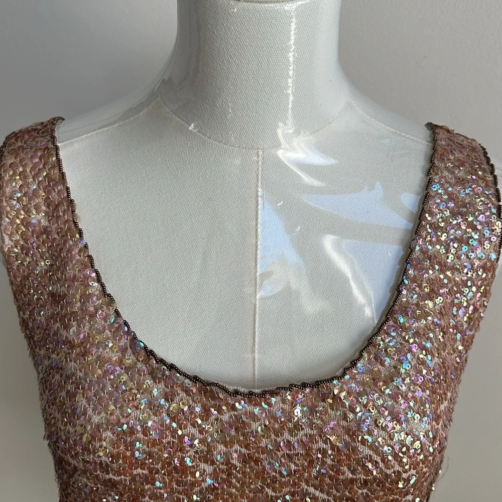 Vintage Womens Hand Beaded Wool Embellished Sleeveless Top M Glam Wearable Art - Picture 3 of 8